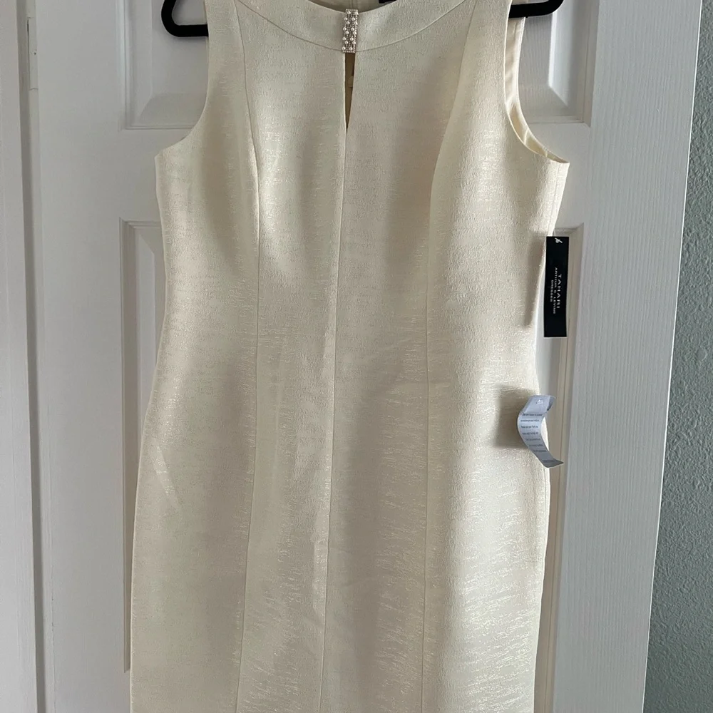Elegant Pale Yellow Sleeveless Dress TAHARI New with Tags Size 12 - Picture 2 of 9